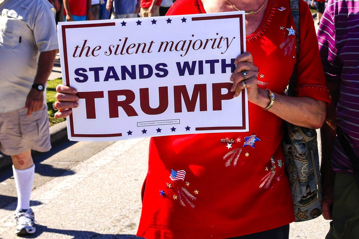 Donald Trump supporter holding pro-trump poster